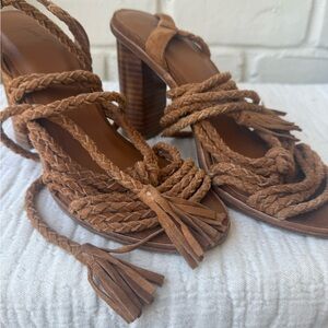 Joie Banji Wrap Block Heel Sandals - Brown